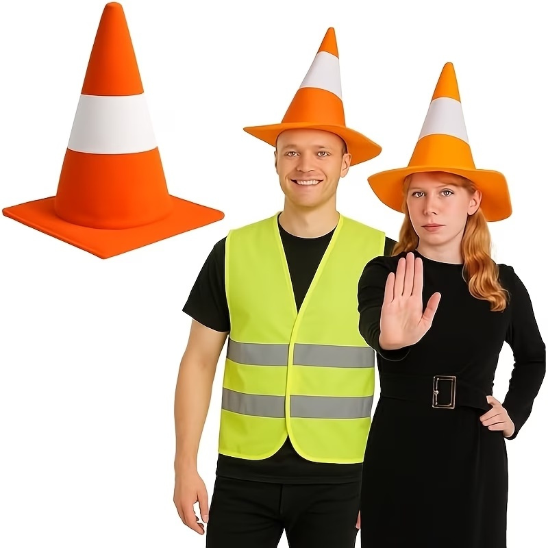 Party Hat Cone - Faltbarer Verkehrskegel-Themenhut, lustiges Bühnenkostüm, Cosplay-Straßenblockierhut, Halloween-