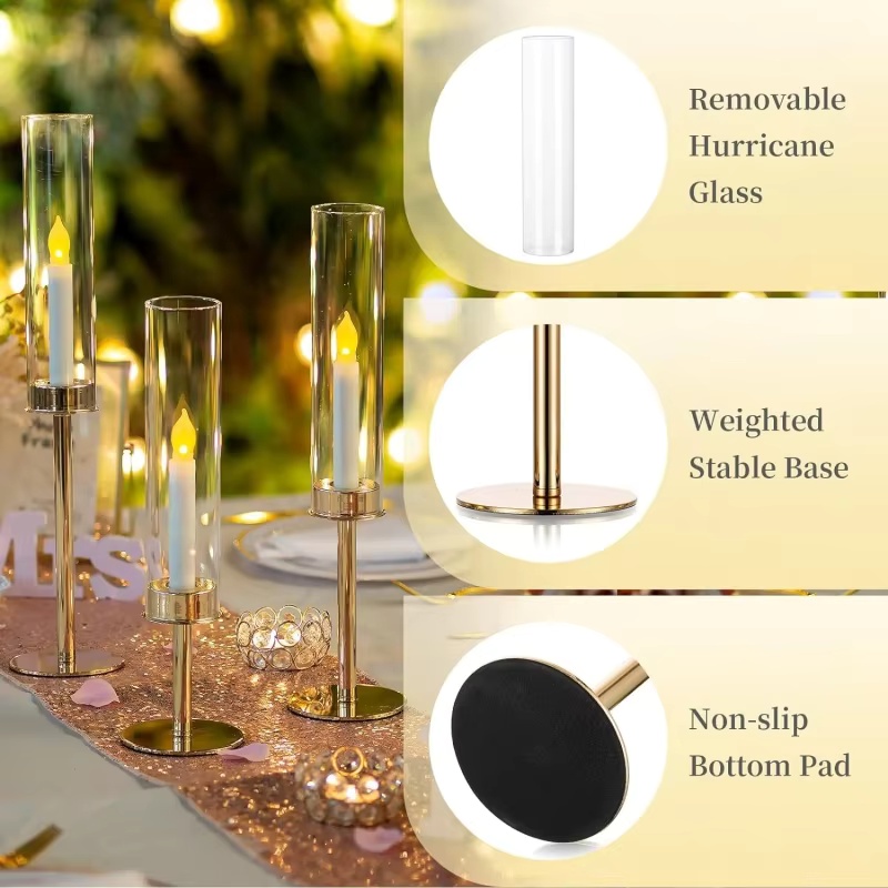 Goldene Hurricane-Kerzenhalter – Centerpiece Stick Bewertung und Preis